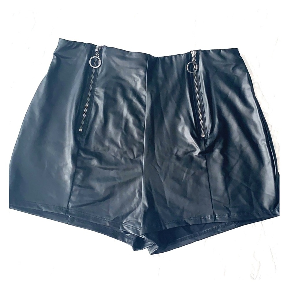 High Waisted Faux Leather Shorts